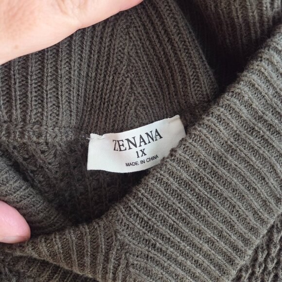 Zenana chunky sweater olive green size 1X - Picture 4 of 5